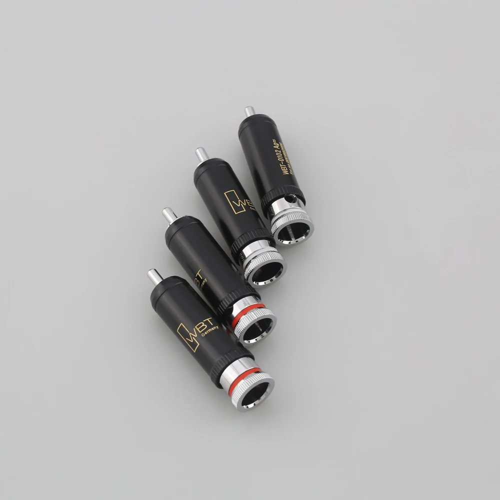 4pcs HIFI 0102AG Rhodium Plated rca plug for audio signal cable rca connector audio terminal RCA head