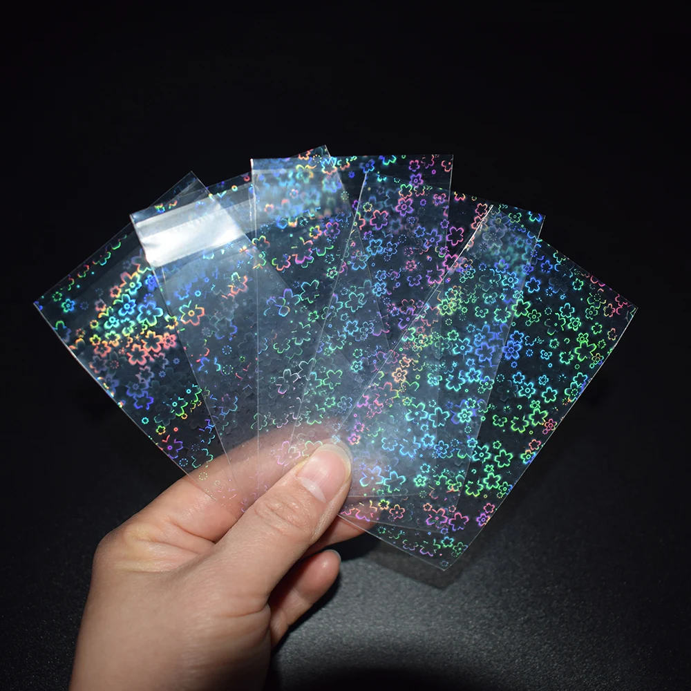 100pcs/lot Flower Small Cards Transparent Laser Clear Sleeves YGO MTG TCG Korea Idol Photo Protector Trading Shield Cover |