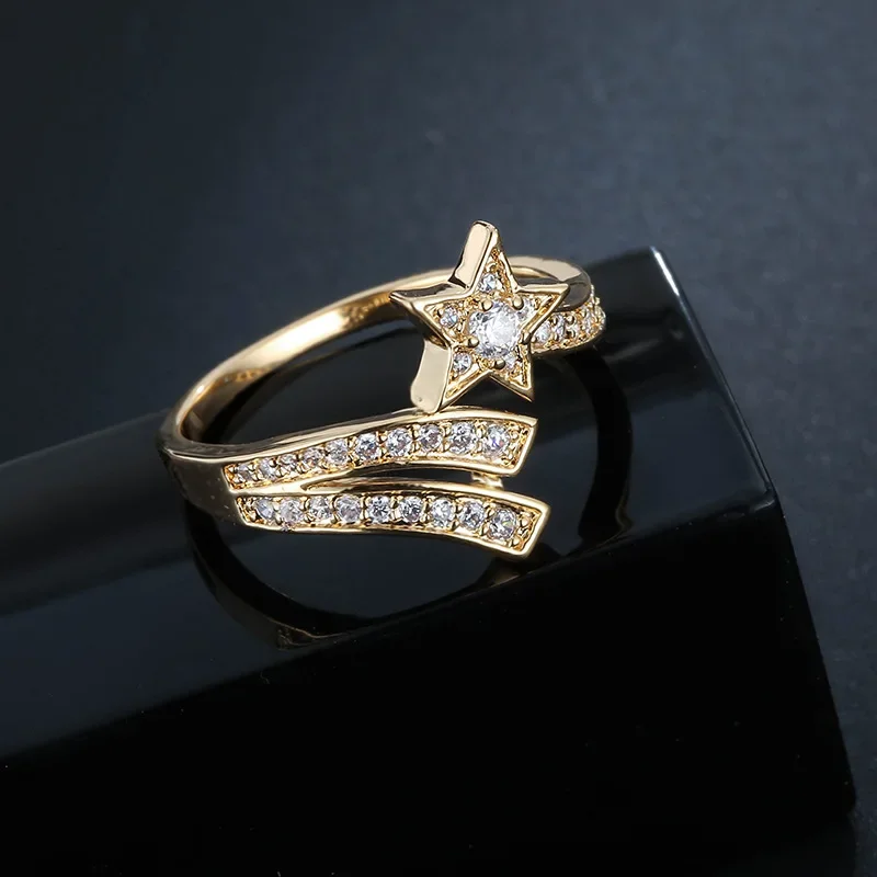 Новые открытые пятиконечные кольца с цирконом ювелирные изделия простое