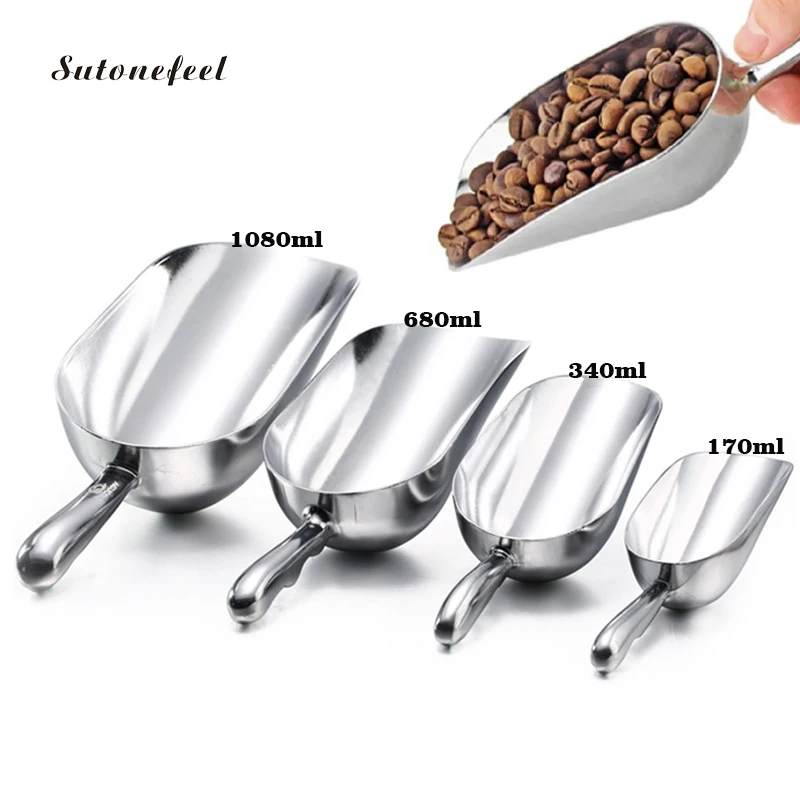 

1080ML Kitchen Ice Scoop Aluminum Alloy Shovel For Ice Grain Coffee Beans Scoops Bar Ice Scraper Storage Tool Home Coffee Spoon