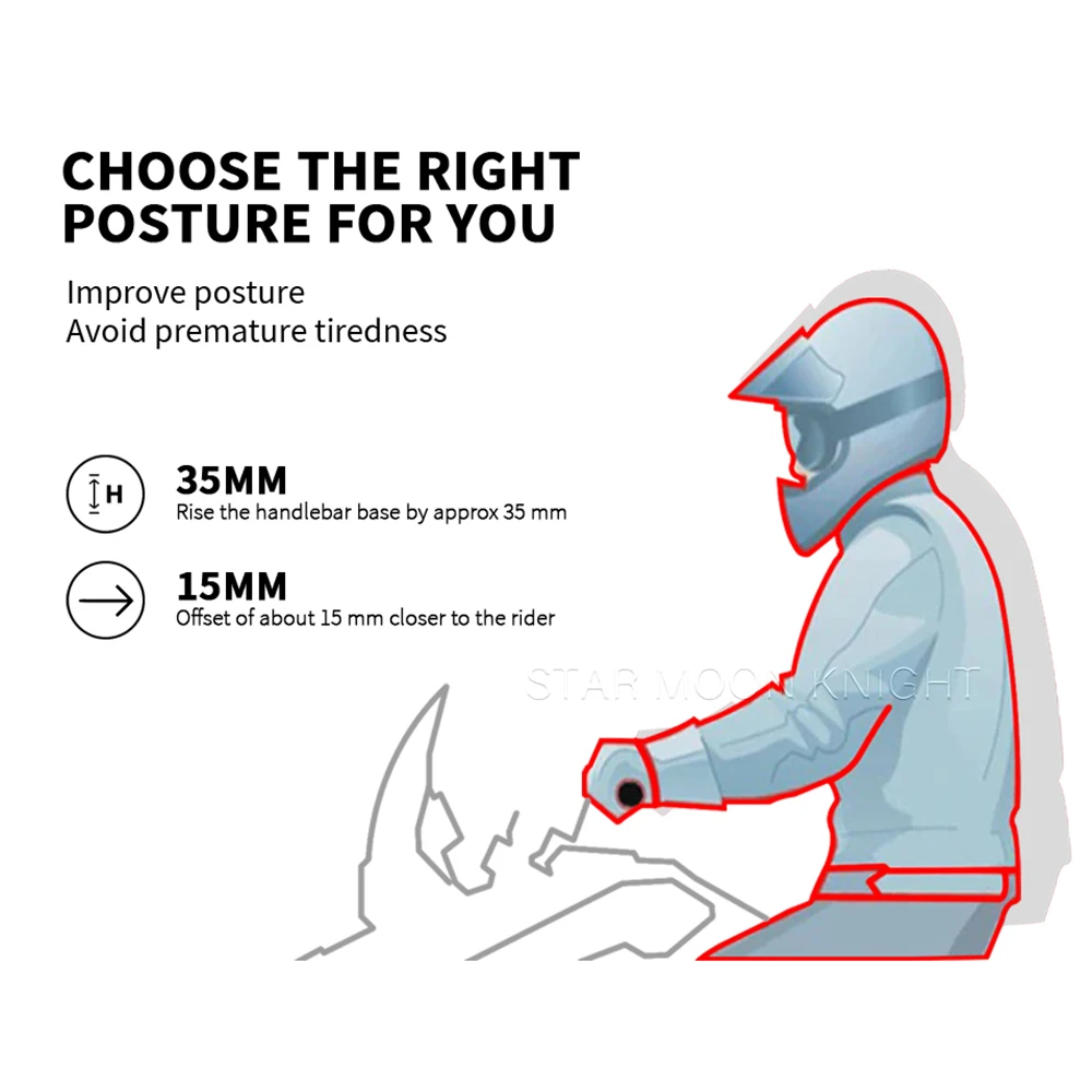 Зажим для подъема руля 28 мм HONDA NT1100 NT 1100 2022 2023 - Адаптер заднего с ЧПУ поднятый