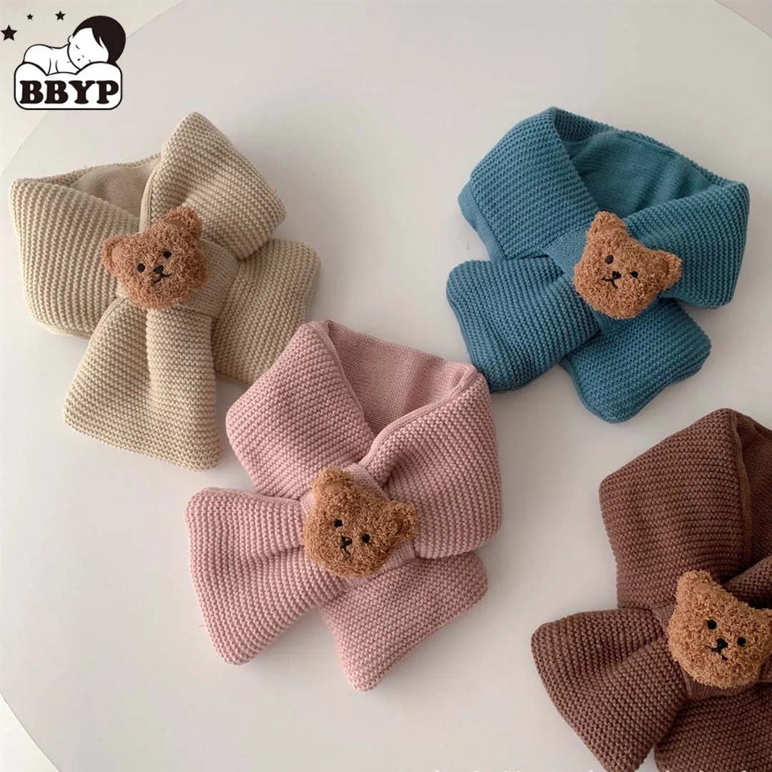 

Baby Scarf Autumn Winter Cute Bear Children Knitting Newborn Bib Wool Knitting Versatile Kids Warm Boy Girl Toddler Neckerchief