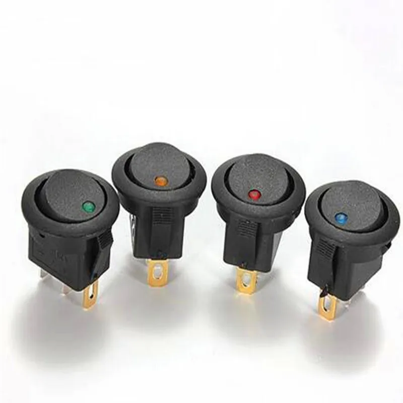 Высококачественный автомобильный круглый тумблер 12 В, светодиодная лампа, тумблер ON/OFF, Черный Тумблер для автомобильных аксессуаров