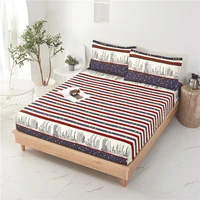 british style bed sheet fitted with pillowcase adults bed mattress cover sheet dustproof 3pcs fitted sheet bedding cover set