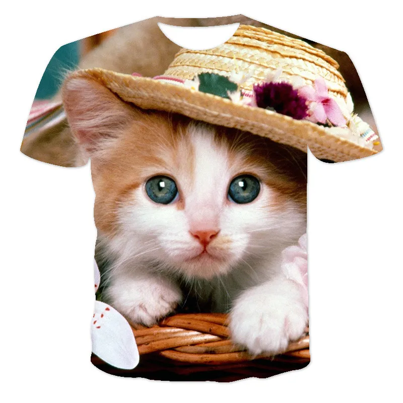 

2021 Fashion Lovely New Cool Men's/Women's 3D T-shirt Print Cat Short Sleeve Summer Tops Tees Female T-Shirt Oversize Clothes