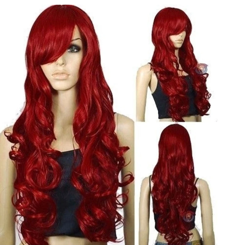 

Fashion Red Curly Cosplay Wig Long Hair Heat Resistant Spiral Costume Wigs Anime Wavy Curly Halloween Cosplay Party Daily
