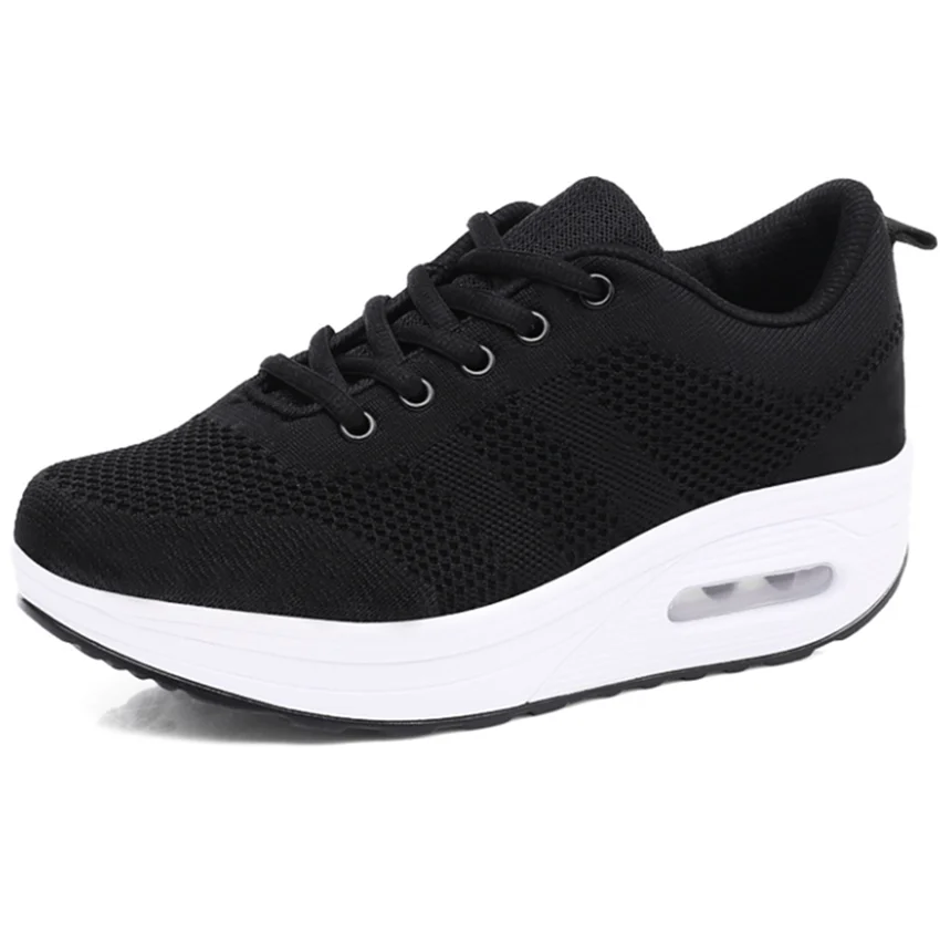 Women Air Cushion Running Shoes Flying Weaving Vamp Low-top Outdoor Breathable Casual Sneakers Summer Size 35-40
