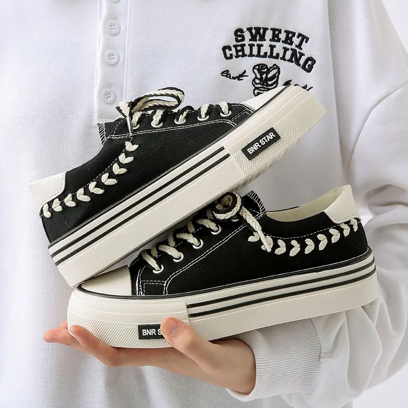 Canvas Shoe Women Wheat Ear Thick Base Fashion Shoe Children Versatile Summer Thin Style Design Casual Breathable Board Shoes