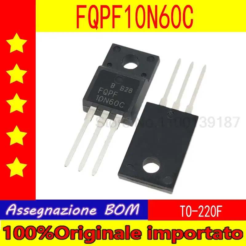 

100% Оригинальный импортный 10 шт./лот FQPF10N60C 10N60C TO-220F LCD power MOS tube 10A 600V