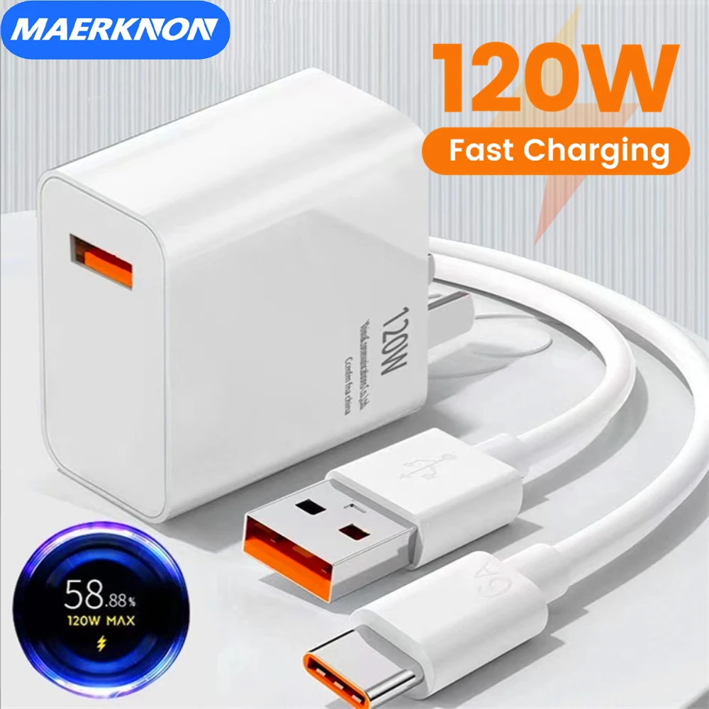 Maerknon 120W USB Charger Quick Charge 3.0 For iPhone 14 13 12 Xiaomi 13 Samsung Mobile Phone Wall Fast Charging Charger Adapter