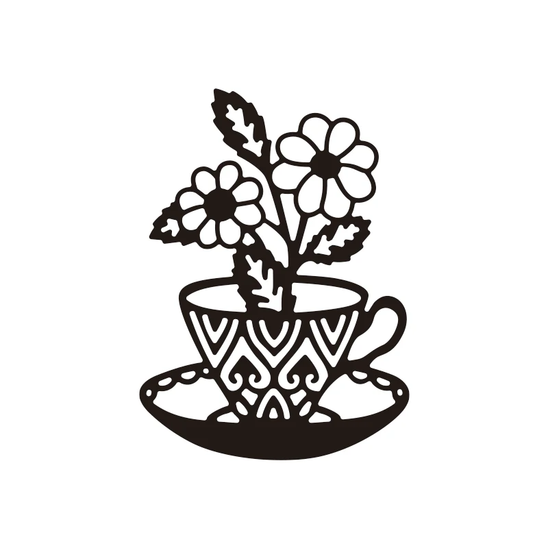 Цветок в кофейной чашке режущий штамп сделай сам металлический Скрапбукинг