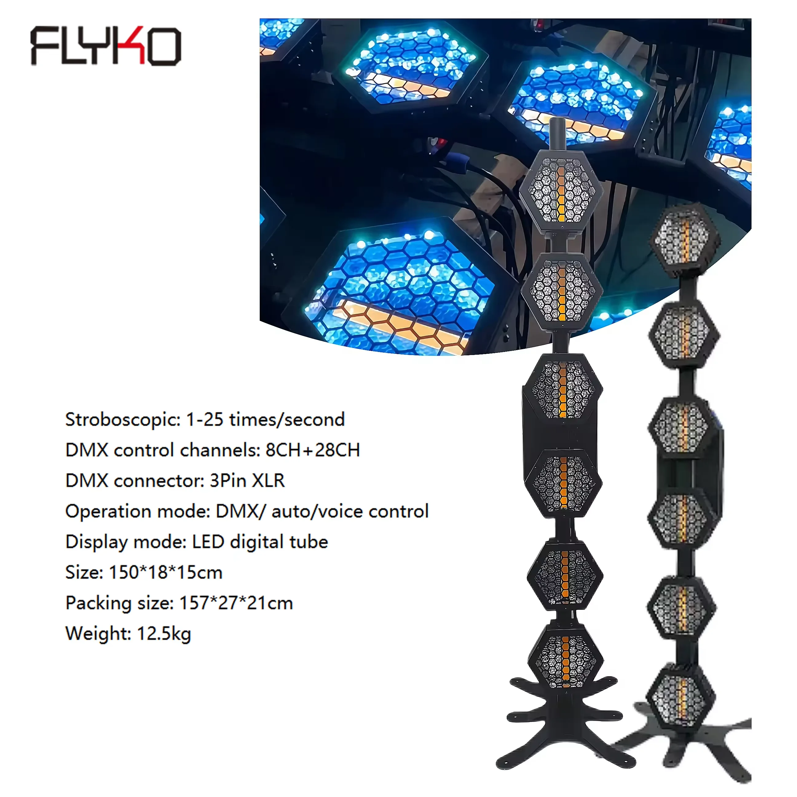 Фото 6x60W COB Retro Effect LED Hex Bar Retro Light для концертов, вечеринок, свадеб, ночных клубов №3
