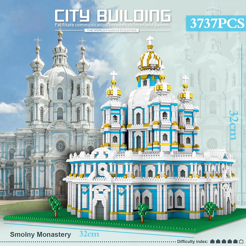 

City Architecture Smolny Institute Church Diamond DIY Saint Basil's Cathedral Model Mini 3D Microbrick Construction Gifts Toys