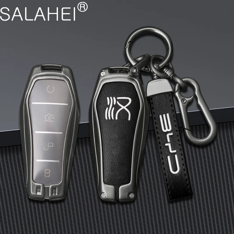 

Metal Leather Car Key Case Cover For BYD Atto 3 Han EV PLUS/Song Pro/MAX/Yuan Dolphin E2 Qin Pro Tang DM 2018-2022 Accessories