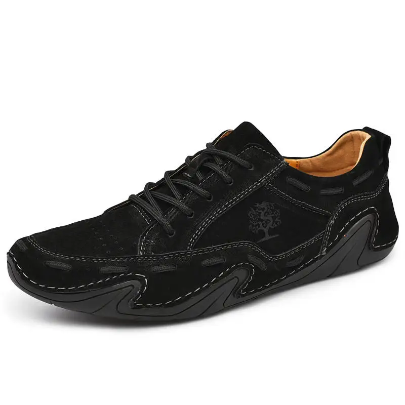 

Benboy Men's Walking Running Hiking Low Top Shoes Fashion pure hand-sewn men pig skin lace-up casual shoes flat Sneaker 39-44