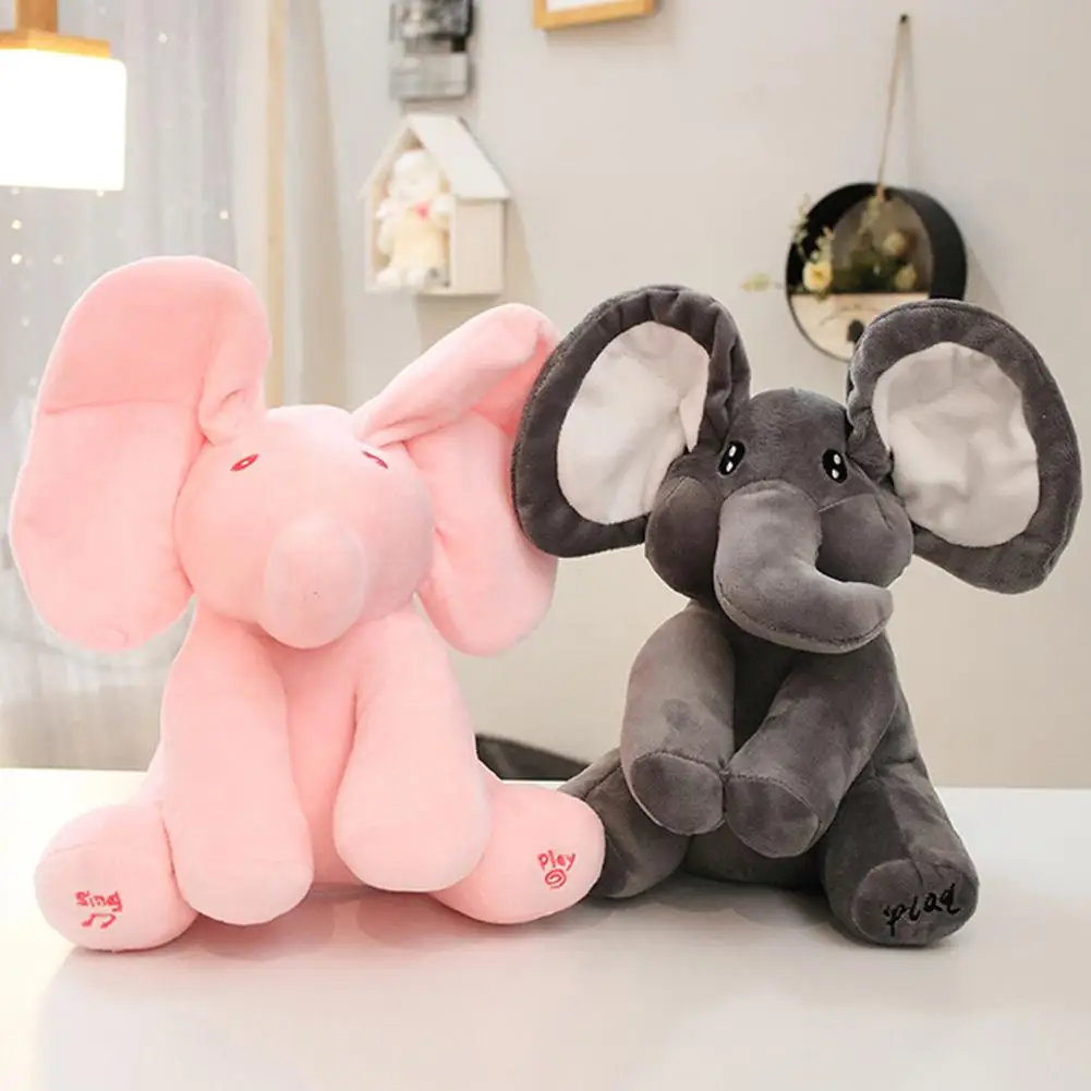 

Cute Elephant Plush Toys Electric Adorable Singing Elephant With Ears Moving Stuffed Animal Toys For Kids Gifts