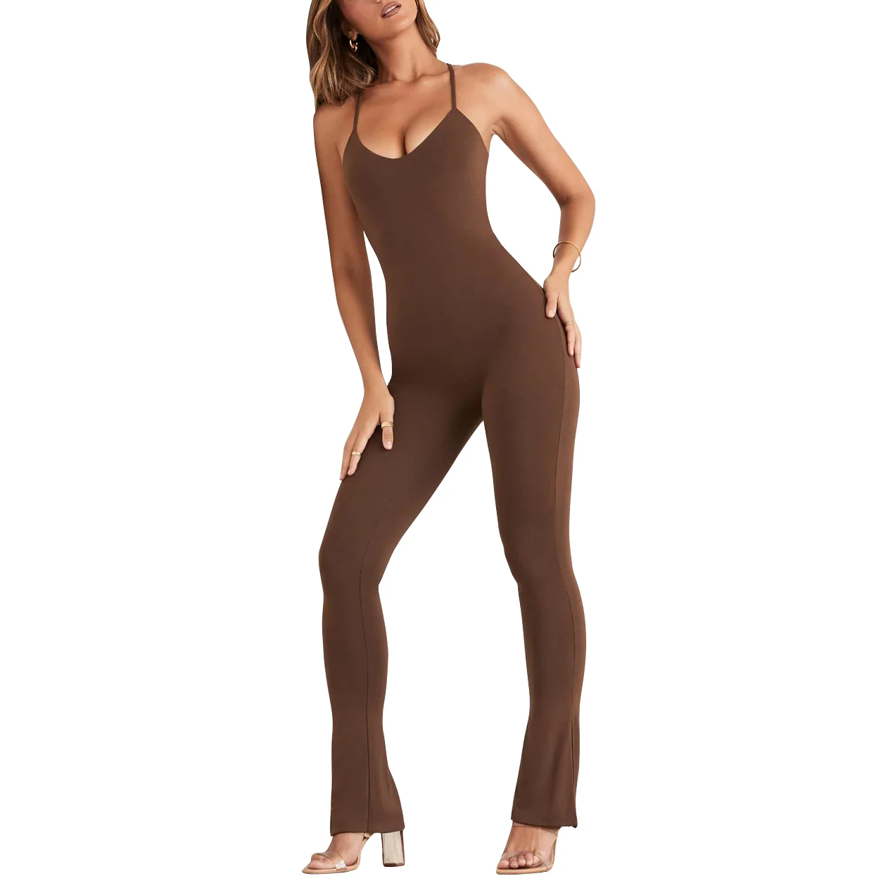 

Компрессионный спортивный костюм для женщин, мягкий удобный Быстросохнущий боди, однотонный спортивный комбинезон для спортивного зала, п...