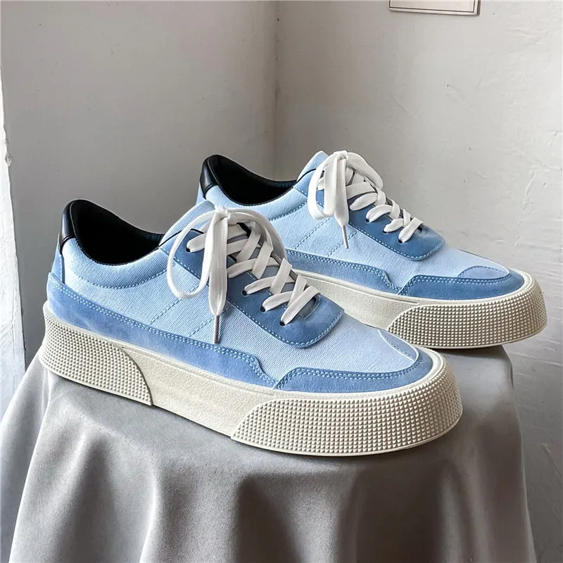 

Younger Mens Canvas Casual Shoes Literature And Art Cowboy Street Skateboard Leisure Sport Zapatos Blue Breathable 39-44 ERRFC