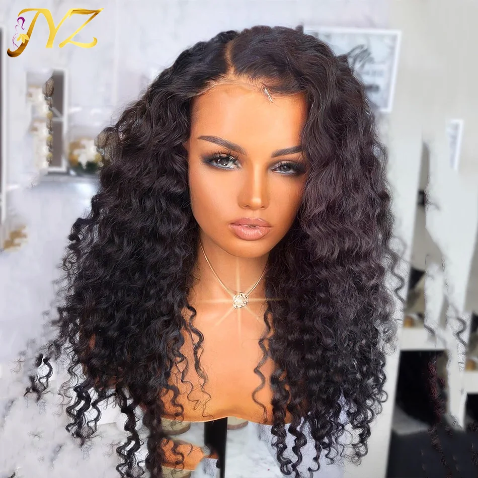 

3B 4C Seamless Curly HD Lace Frontal Human Hair Wigs Remy Mongolian For Women Pixie Curly Lace Closure Wig Natural Hairline JYZ