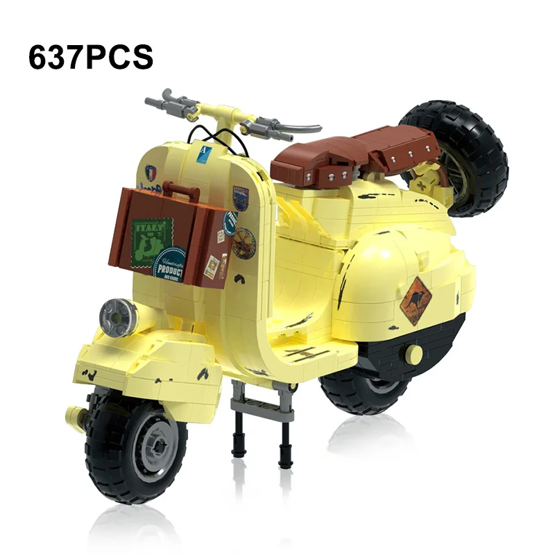 

637PCS City Technical Vintage Vespa 1964 Motorcycle Mini Size Building Blocks Retro Motorbike Car Assemble Bricks Toys Gifts Kid