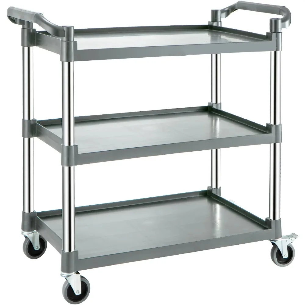 

Utility Service Cart with Wheels 3 Tier Food Service Cart 220lbs Capacity Advanced Aluminum Construction Cart Durablity
