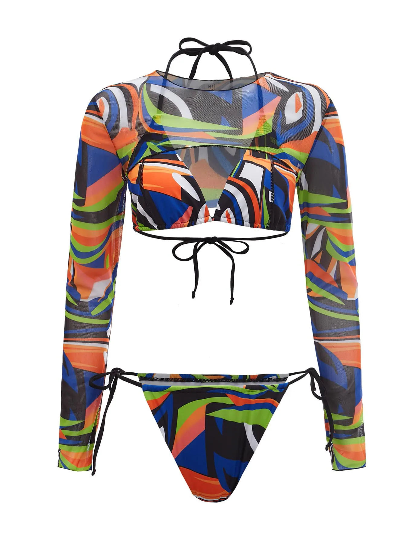 

Swimsuit Women Long Sleeve Bikini 2022 Women Threes Pieces Bikini Sets Beachwear Bathing Suit Print Swimwear Women
