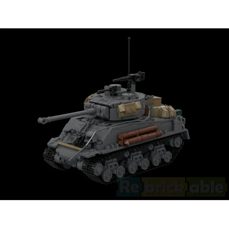 Фото Конструктор MOC-248644: Танк Sherman M4A3E8, модель военного танка MOC, креативный подарок, набор строительных блоков, 1087 деталей №2
