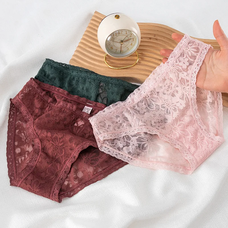 

Женское сексуальное кружевное белье, Соблазнительные трусики с заниженной талией, однотонное Прозрачное нижнее белье, бесшовные женские к...