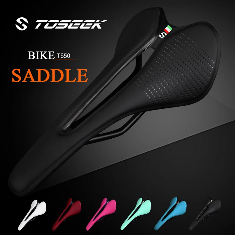 

Bike Toseek Saddle Microfiber Leather Hollow Road Mtb Bicycle Seat Shock-absorbing And Waterproof Long Ride Cushion Cycle Parts