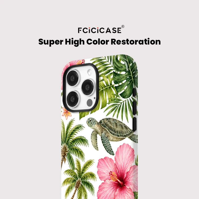 Фото Магнитный чехол Fcicicase для iPhone Air 17 15 16 Pro Max 14 13 12 11 с рисунком цветов, морских звезд, ракушек и морских черепах, совместимый с MagSafe №4
