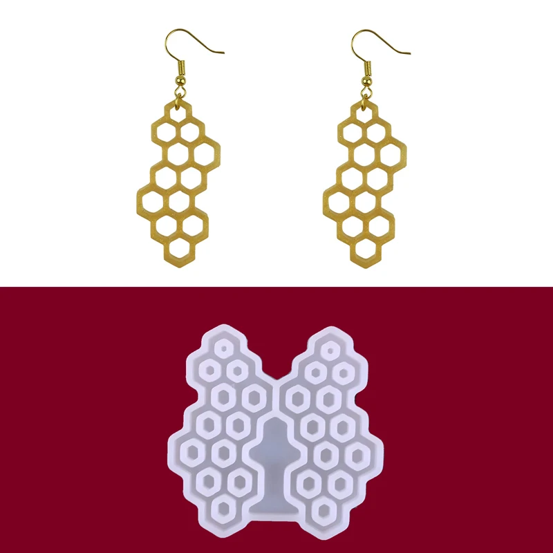 

Honeycomb Earrings Drop Glue Resin Mold DIY Bee Honeycomb Earring Jewelry Resin Silicone Mold Jewelry Molds for Resin Casting