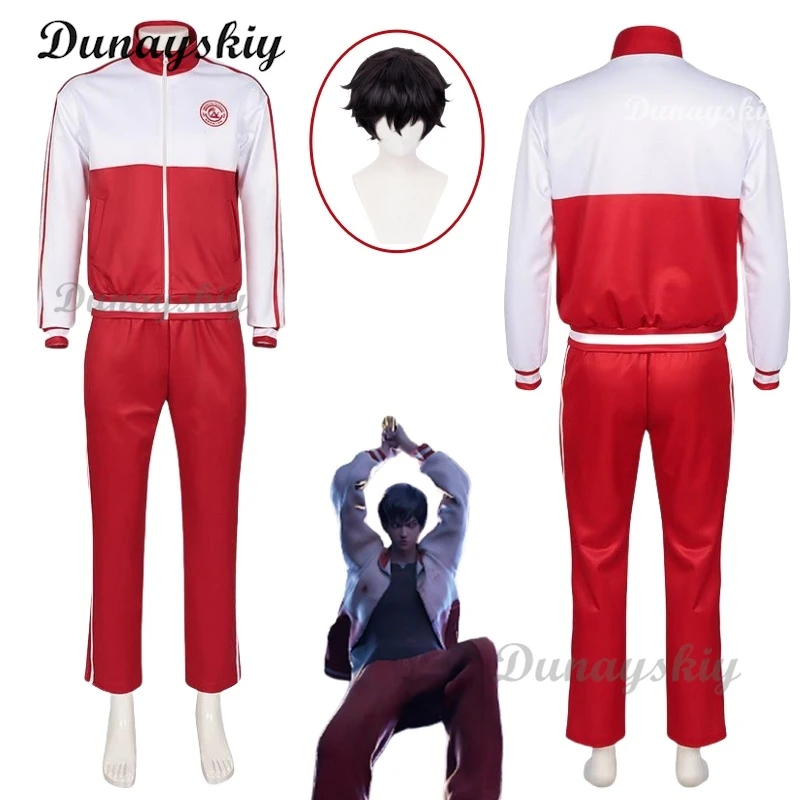 Аниме Slay The Gods Lin Qiye карнавальный костюм парик красный белый цвет школьная форма