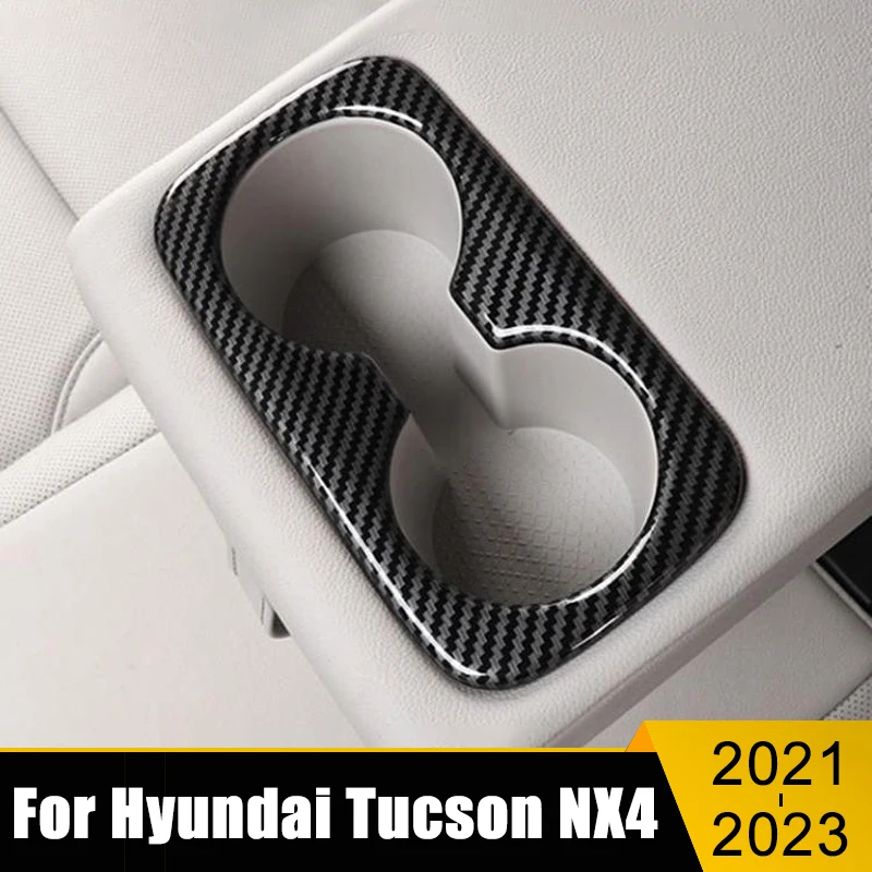 

Car Accessories For Hyundai Tucson NX4 2021 2022 2023 ABS Plastic Seat Back Row Water Cup Holder Cover Frame Panel Trim Sticker