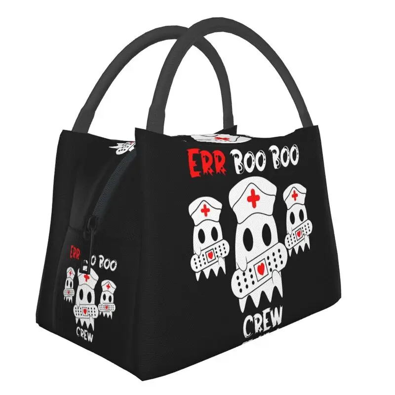 

Er Boo Boo Crew Ghost Nurse Halloween Thermal Insulated Lunch Bag Funny Lunch Container for Camping Travel Storage Meal Food Box