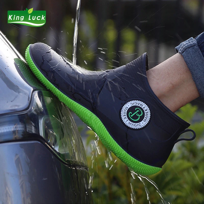 Ботинки KingLuck мужские резиновые непромокаемые ботильоны для рыбалки и воды без