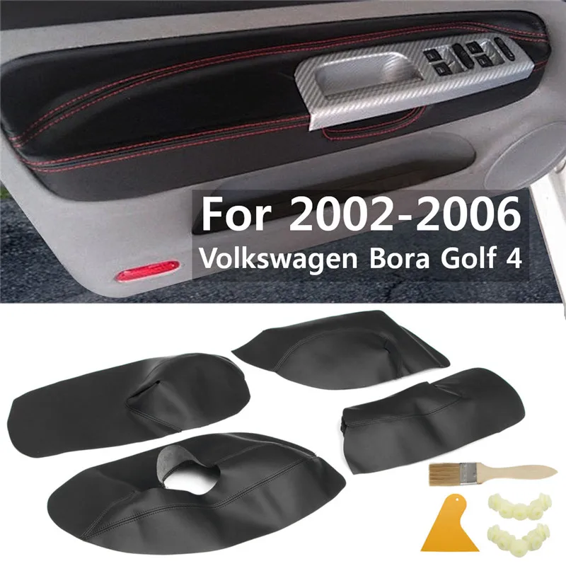 

4Pcs/Set Car Door Armrest Panel Microfibre Leather Cover Protective Interior Accessory For Volkswagen Bora Golf 4 2002-2006