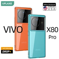 uflaxe original shockproof hard case for vivo x80 pro 4k hd crystal clear anti yellow back cover casing