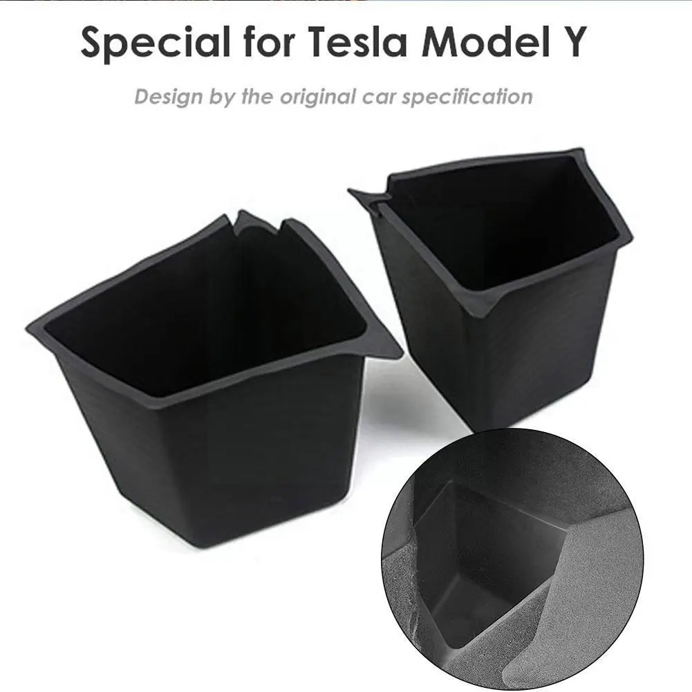 Car Trunk Side Storage Box for Tesla Model Y 2020 2021 2022 Hollow Cover Organizer TPE Box Boot Organizer Bucket B3O7