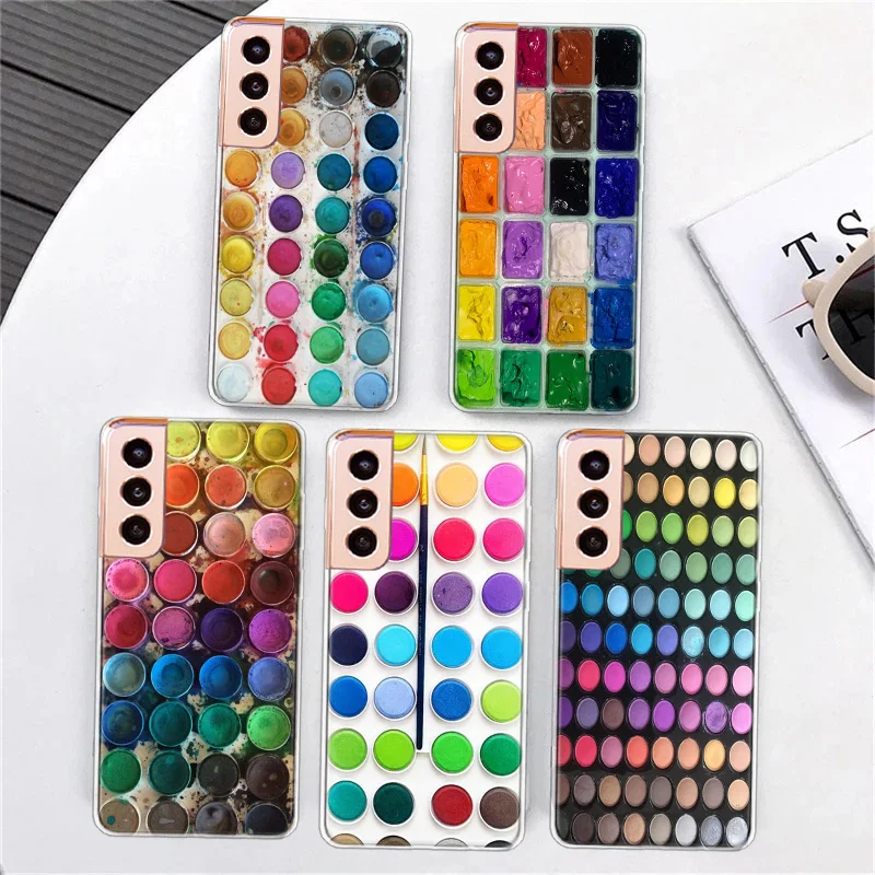 Набор разноцветных акварельных чехлов для телефонов Samsung S21 FE S20 Plus Galaxy S23 S22 Ultra S10