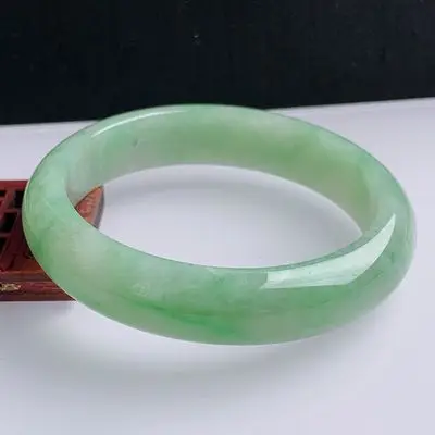 

Zheru Jewelry Natural Myanmar Jade light green 54mm-62mm bracelet Princess bracelet for Mom to girlfriend