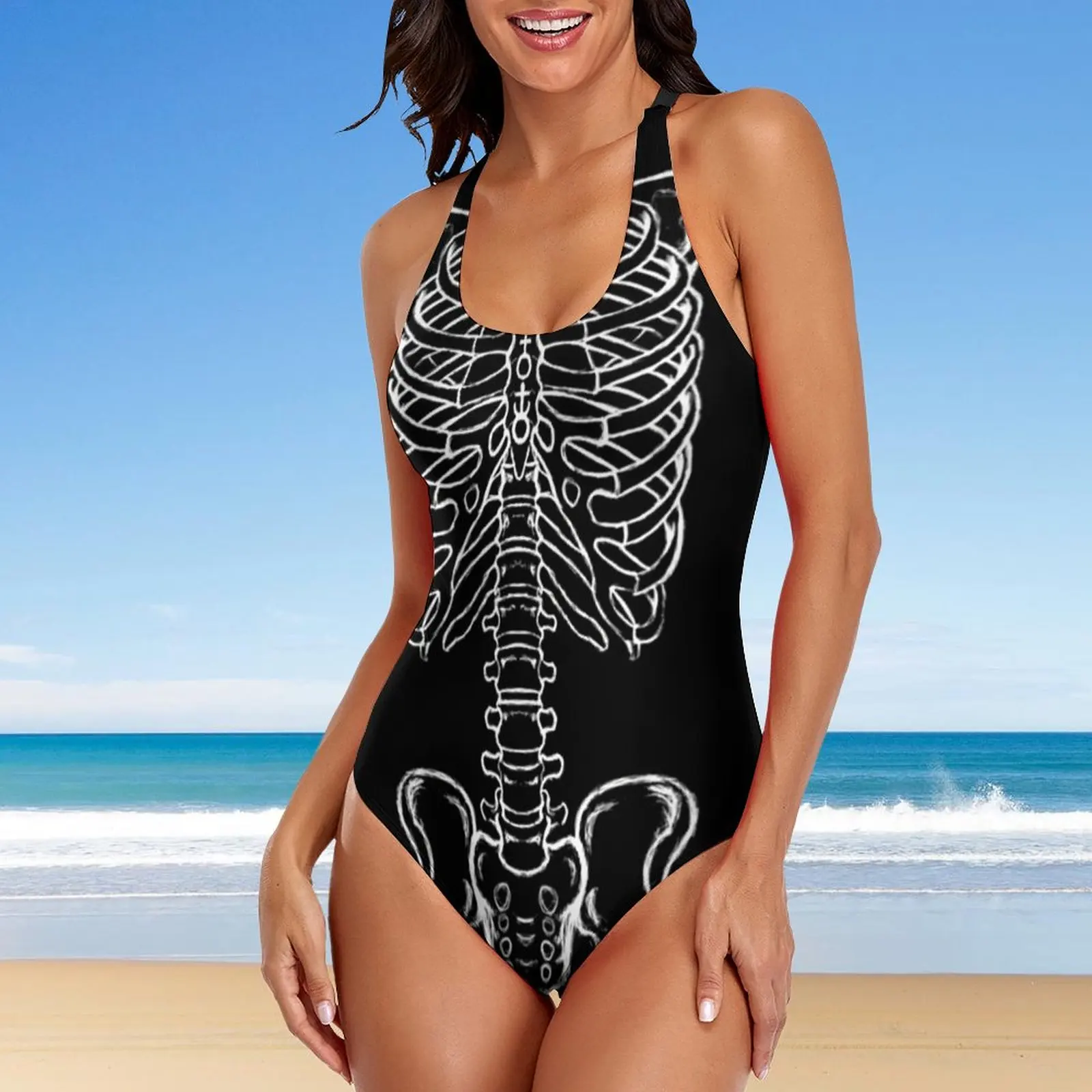 Купальник с рисунком скелета волшебный страшный купальник в стиле панк лучший