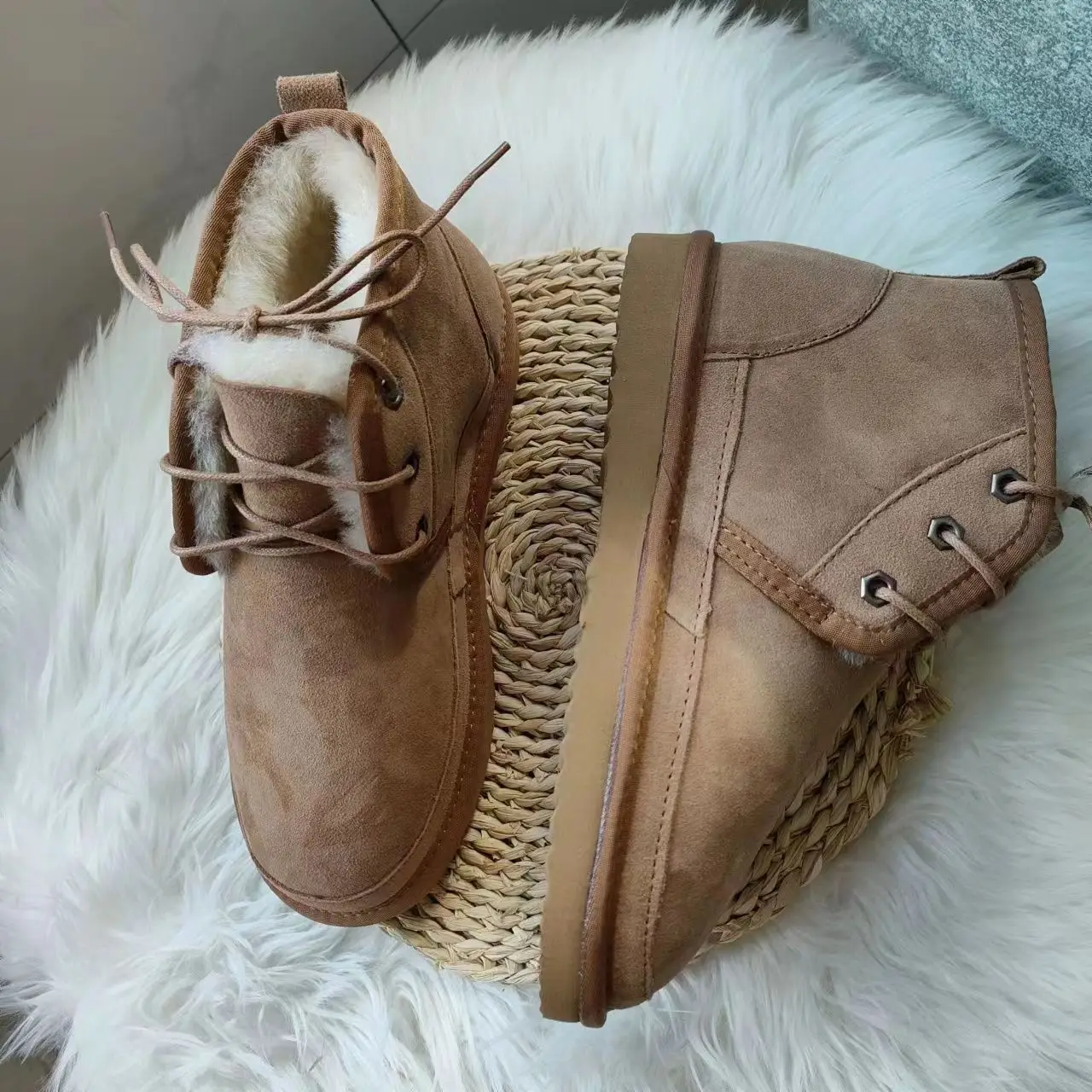 Женские зимние ботинки из натуральной овечьей кожи до щиколотки