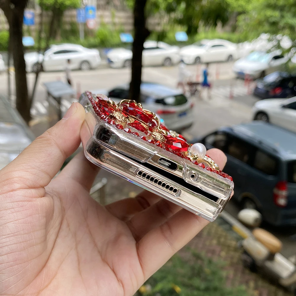 Жесткий чехол для телефона из поликарбоната с блестящими стразами и милым 3D