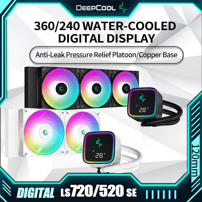 

DeepCool LS720SE/LS520SE Water Cooled Digital Radiator 360 ARGB Computer AM5 Fan 1700 Low Noise Large Purple Copper Base