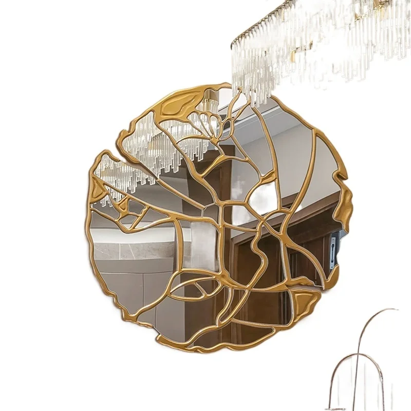 

Роскошные золотые большие декоративные настенные зеркала для ванной комнаты, большие нестандартные Висячие зеркала для макияжа, домашний декор