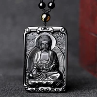 natural ice obsidian 12 zodiac guardian pendants fashion jewelry handmade carved buddha necklace gift accessories