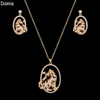 donia jewelry european and american fashion circle leopard ladies necklace inlaid zircon silver needle luxury earrings set