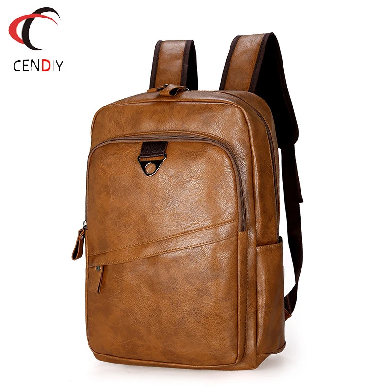 

Classic Style Men's Backpack 14 Inch Laptop Backpacks Pu Leather Vintage Travel Bagpack College School Bag for Male Bookbags