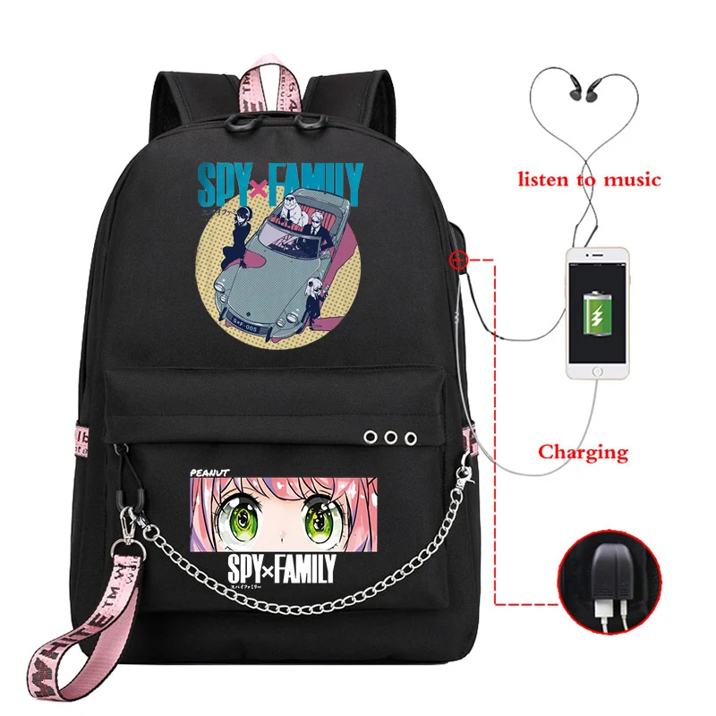 

Spy X Family School Bag Design Unisex Anime Girls Schoolbags Comedy Anime Schoolgirl Backpack Anya Yor Loid Forger Usb Bookbags