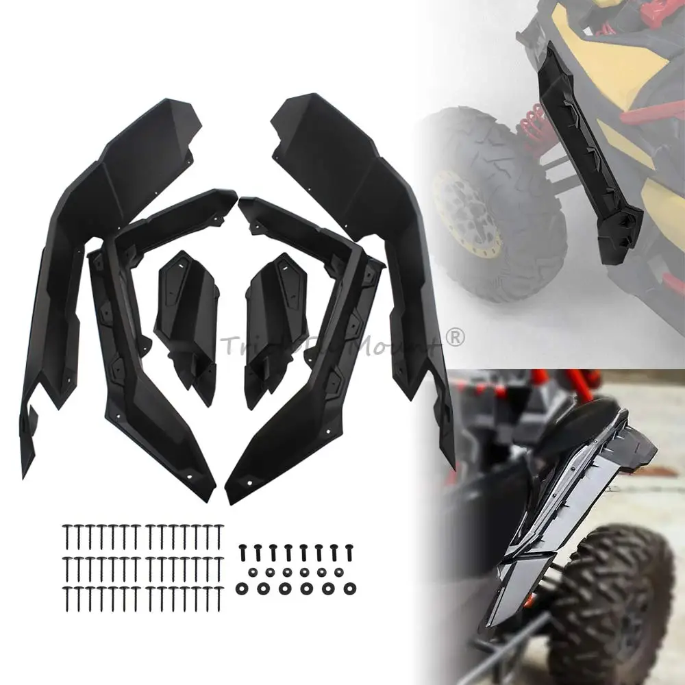 Фото Для Can-Am Maverick X3 Max DS RS XRS XRC XMR Turbo RR 17-2024: Передние и задние расширители колесных арок (брызговики) для UTV # 71500297 №1